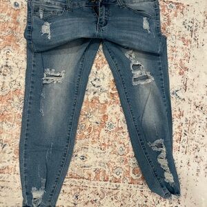 GOGO Blue Skinny Jeans with Distressed Details